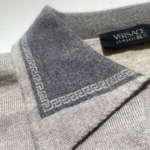 Versace Polo Medium Gray Merino Wool